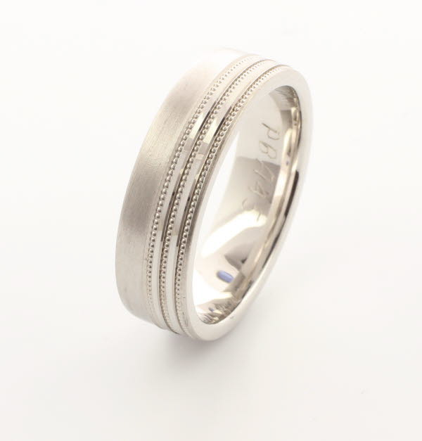 Patterned Designer White Gold Wedding Ring - Carmen
